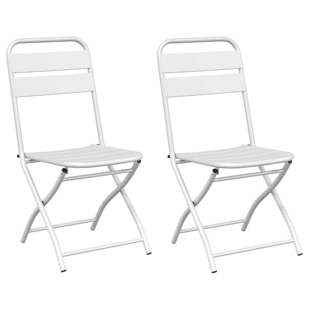 vidaXL Πτυσσόμενη Καρέκλα Κήπου 2 pcs Λευκό 42 x 52 x 82εκ