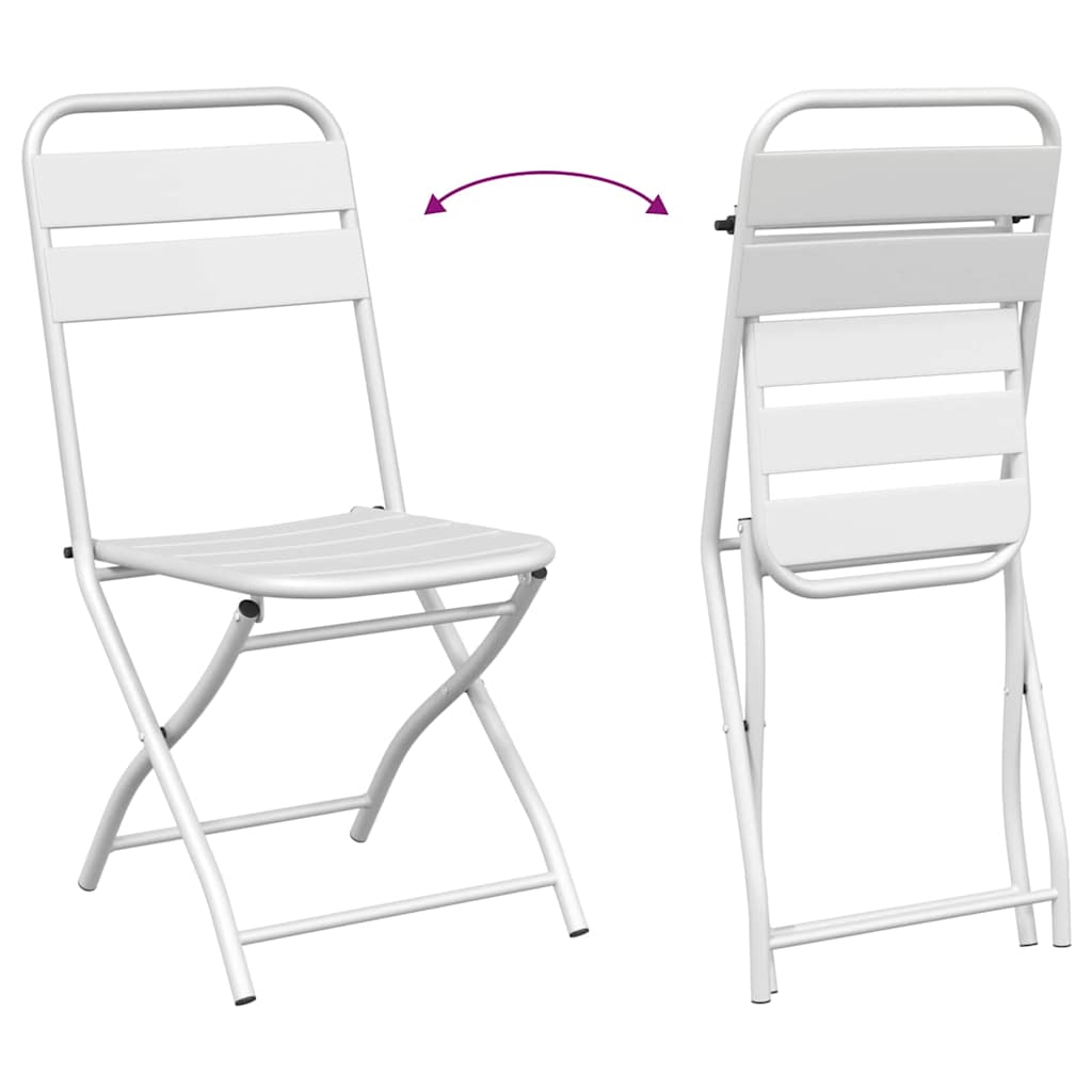 vidaXL Πτυσσόμενη Καρέκλα Κήπου 2 pcs Λευκό 42 x 52 x 82εκ