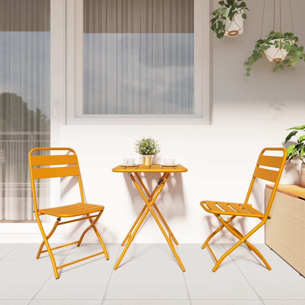 vidaXL Πτυσσόμενη Καρέκλα Κήπου 2 pcs Μουσταρδί 42 x 52 x 82εκ