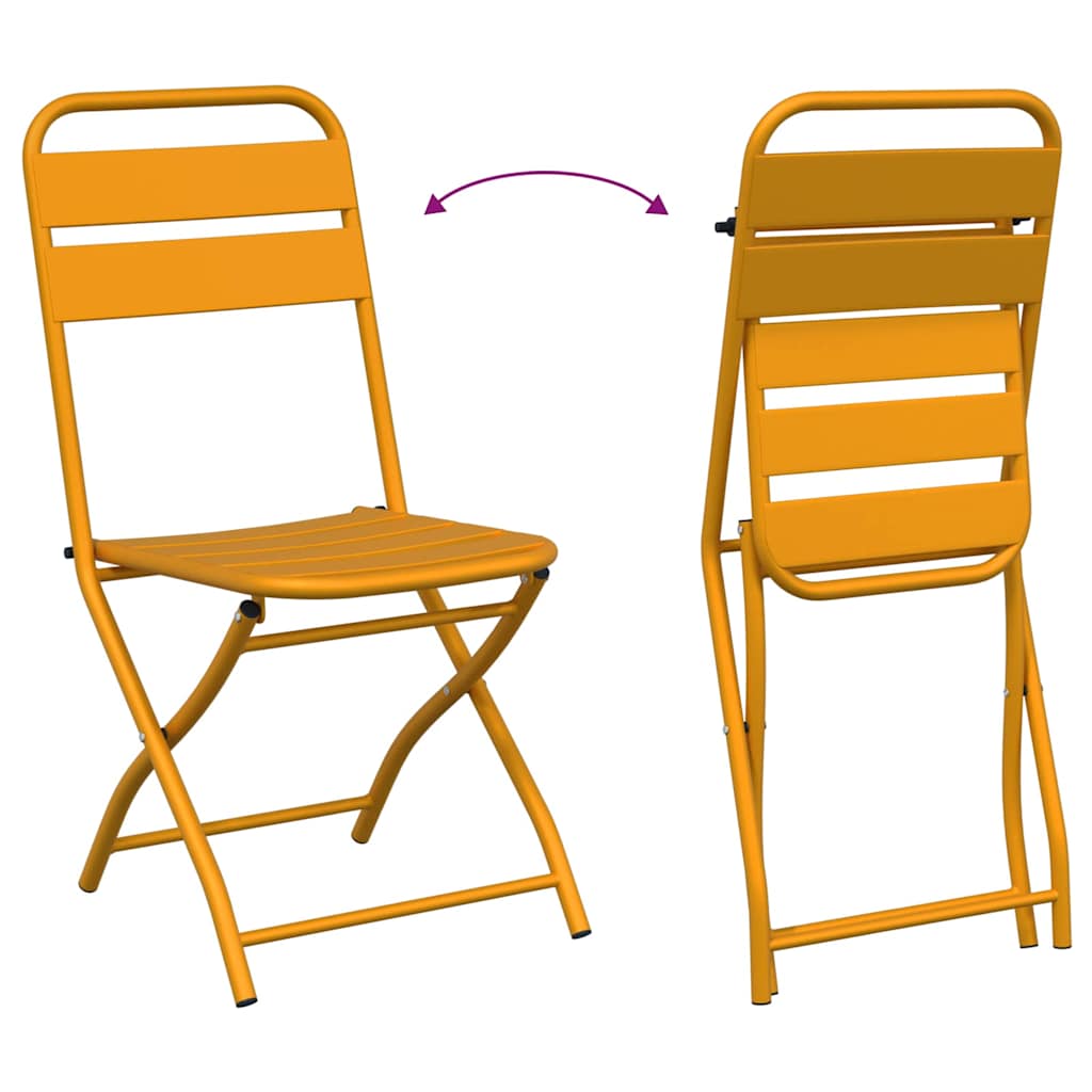 vidaXL Πτυσσόμενη Καρέκλα Κήπου 2 pcs Μουσταρδί 42 x 52 x 82εκ