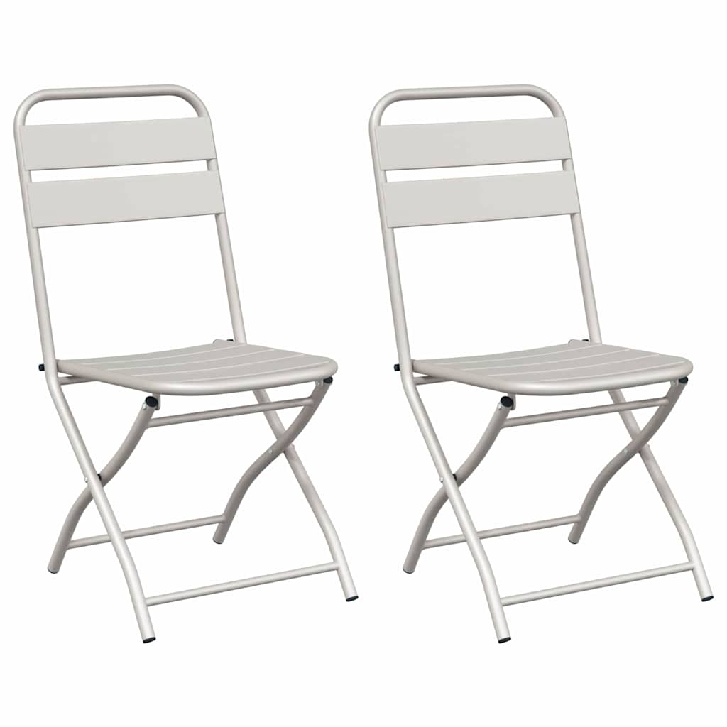 vidaXL Πτυσσόμενη Καρέκλα Κήπου 2 pcs Μπεζ 42 x 52 x 82εκ