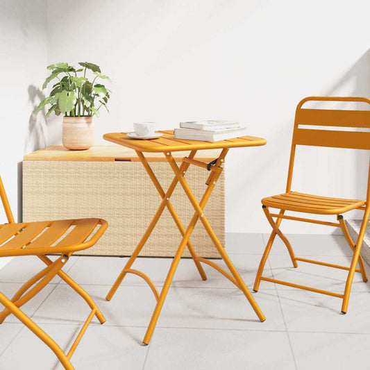 vidaXL Τραπέζι Κήπου Μουσταρδί 55 x 55 x 73 εκ Ατσάλι με Πούδρα