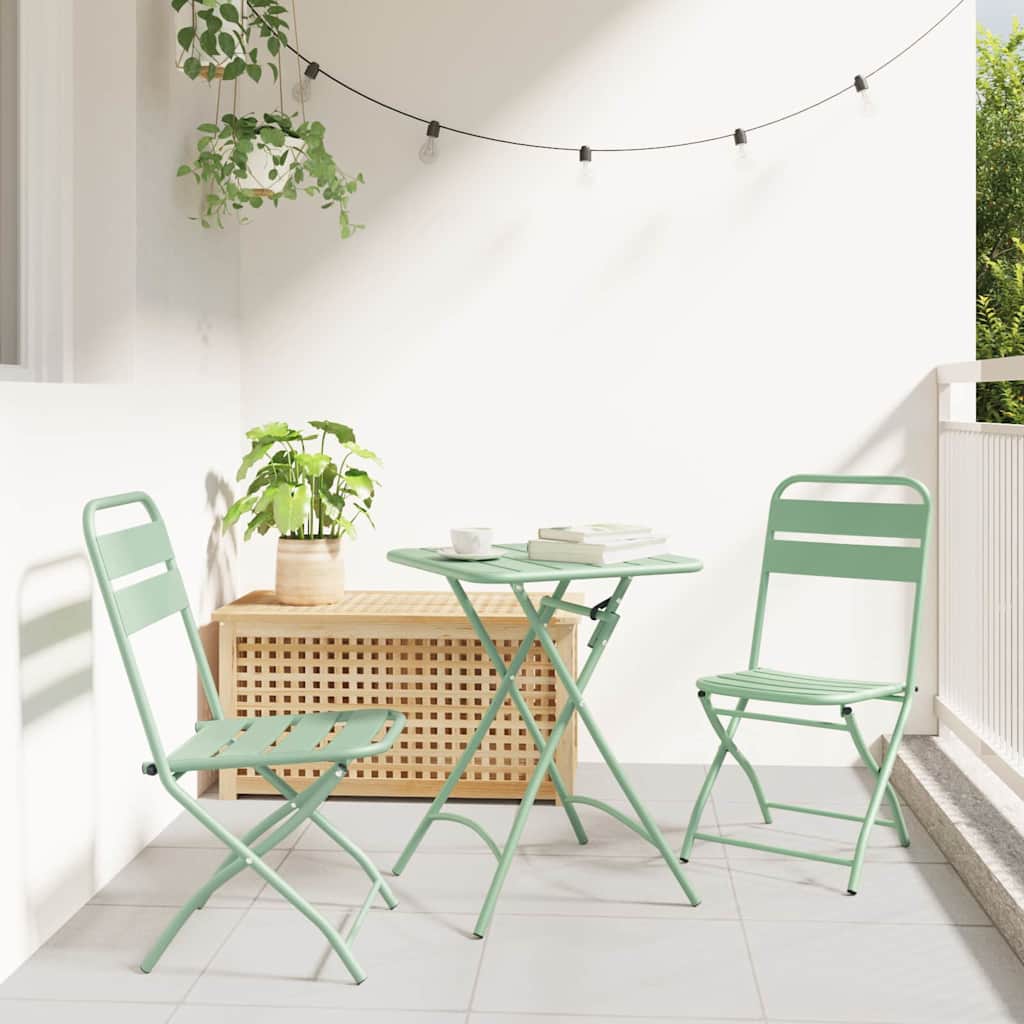 vidaXL Σετ μπιστρό 3 pcs Πράσινο Ατσάλι