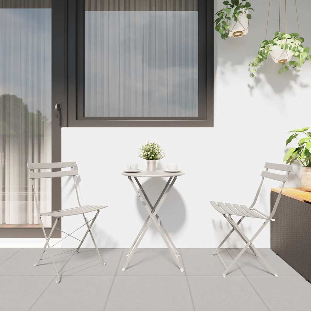 vidaXL Πτυσσόμενη Καρέκλα Κήπου 2 pcs Μπεζ 42 x 46 x 82εκ Μέταλλο