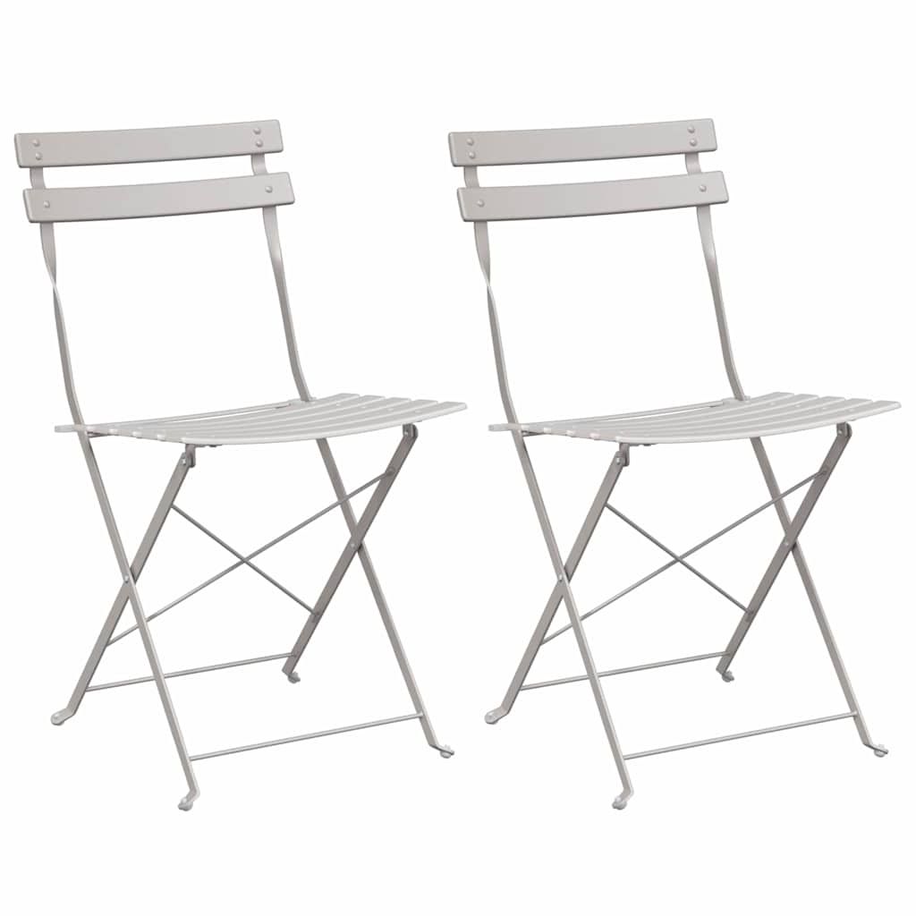 vidaXL Πτυσσόμενη Καρέκλα Κήπου 2 pcs Μπεζ 42 x 46 x 82εκ Μέταλλο