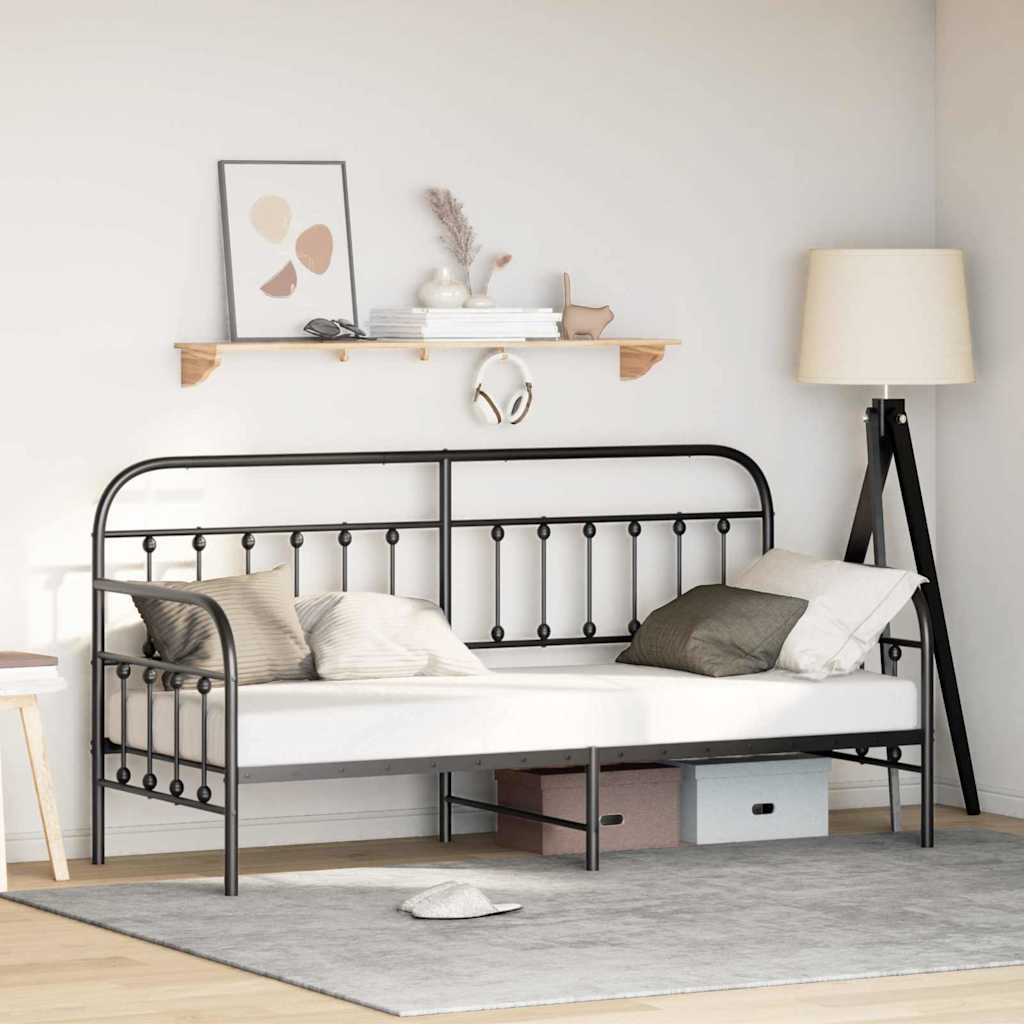 vidaXL Σκελετός κρεβατιού ημέρας Μαύρο 75 x 190 cm