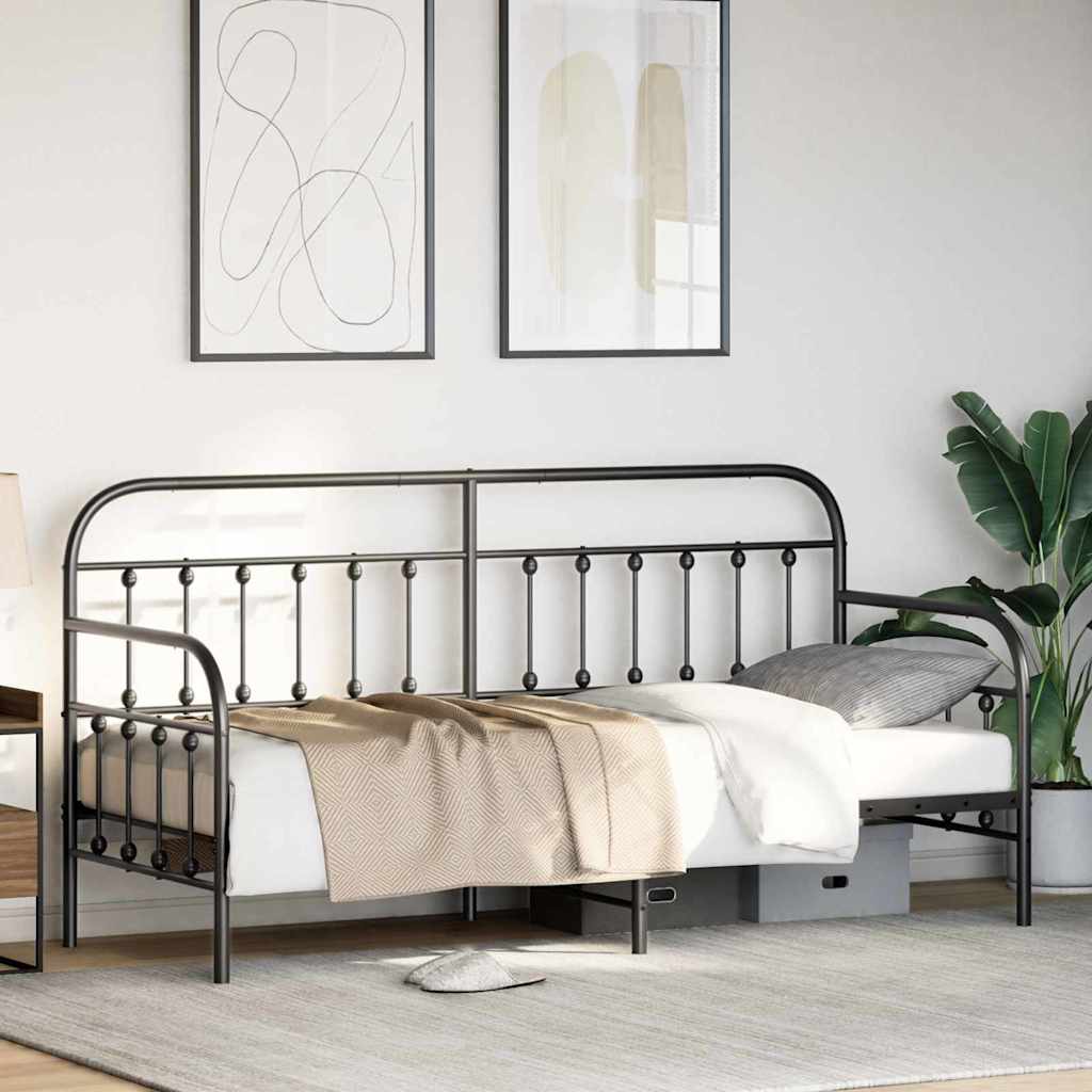vidaXL Σκελετός κρεβατιού ημέρας Μαύρο 75 x 190 cm