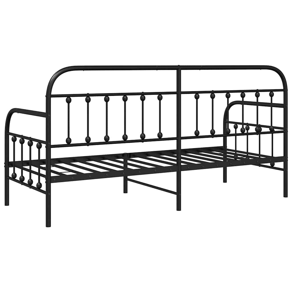 vidaXL Σκελετός κρεβατιού ημέρας Μαύρο 75 x 190 cm