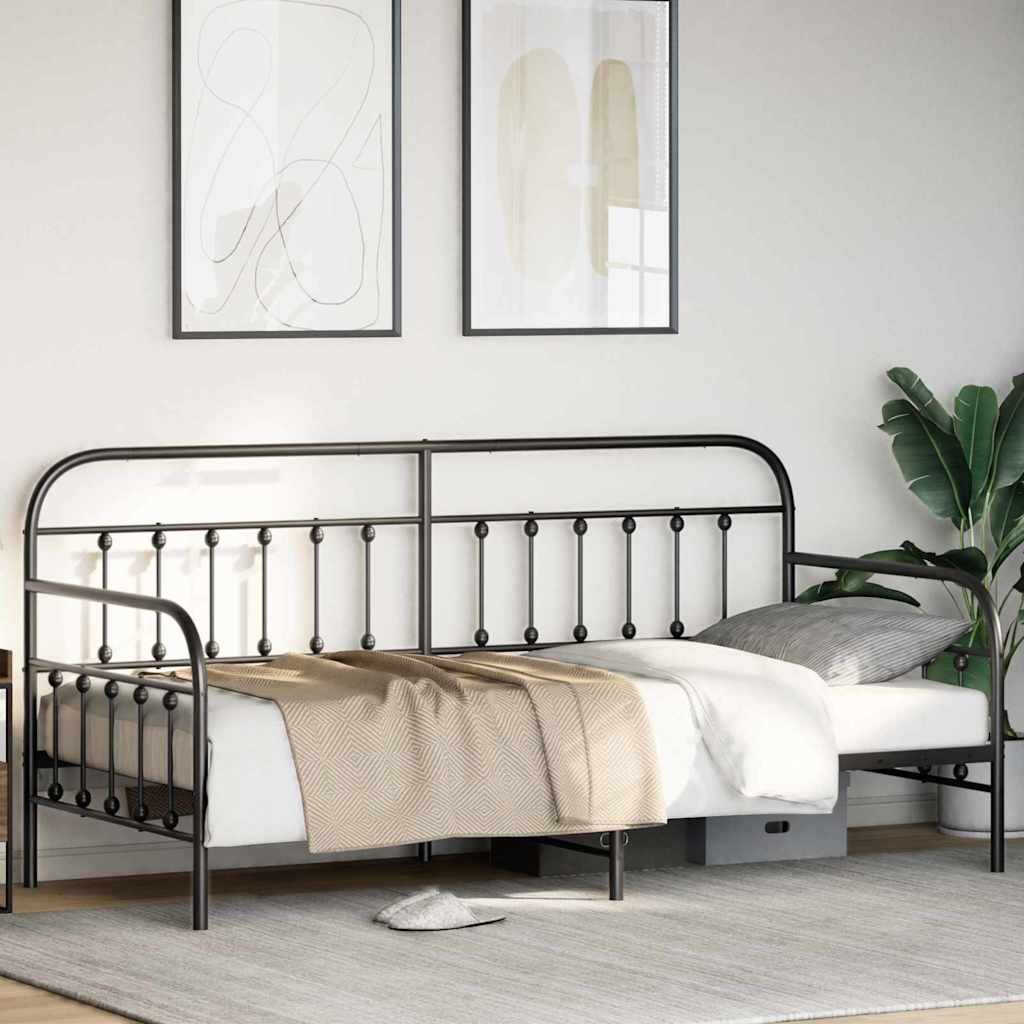 vidaXL Σκελετός κρεβατιού ημέρας Μαύρο 100 x 200 cm