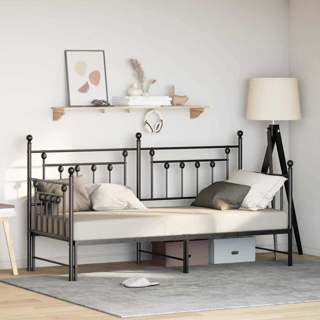 vidaXL Σκελετός κρεβατιού ημέρας Μαύρο 75 x 190 cm Ατσάλι