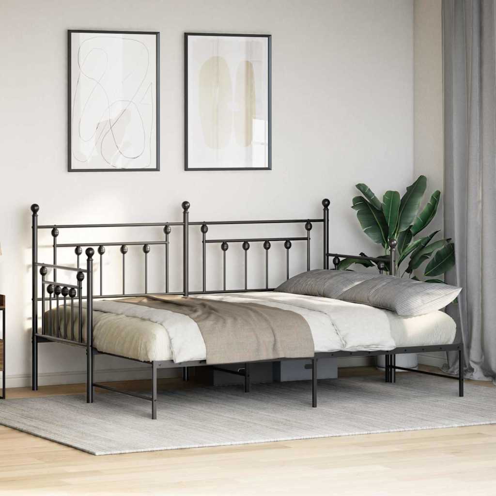 vidaXL Σκελετός κρεβατιού ημέρας Μαύρο 75 x 190 cm Ατσάλι