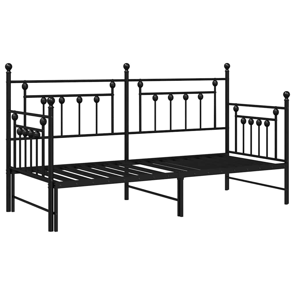 vidaXL Σκελετός κρεβατιού ημέρας Μαύρο 75 x 190 cm Ατσάλι