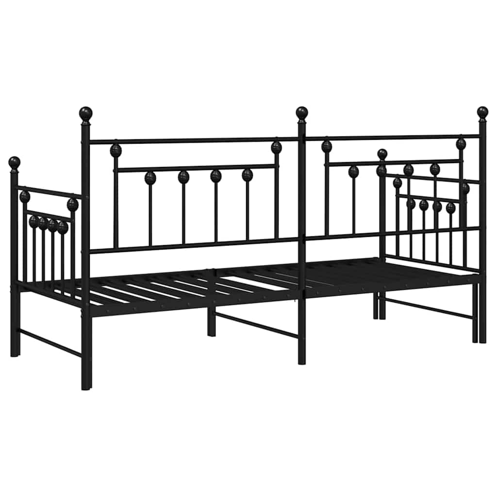 vidaXL Σκελετός κρεβατιού ημέρας Μαύρο 75 x 190 cm Ατσάλι