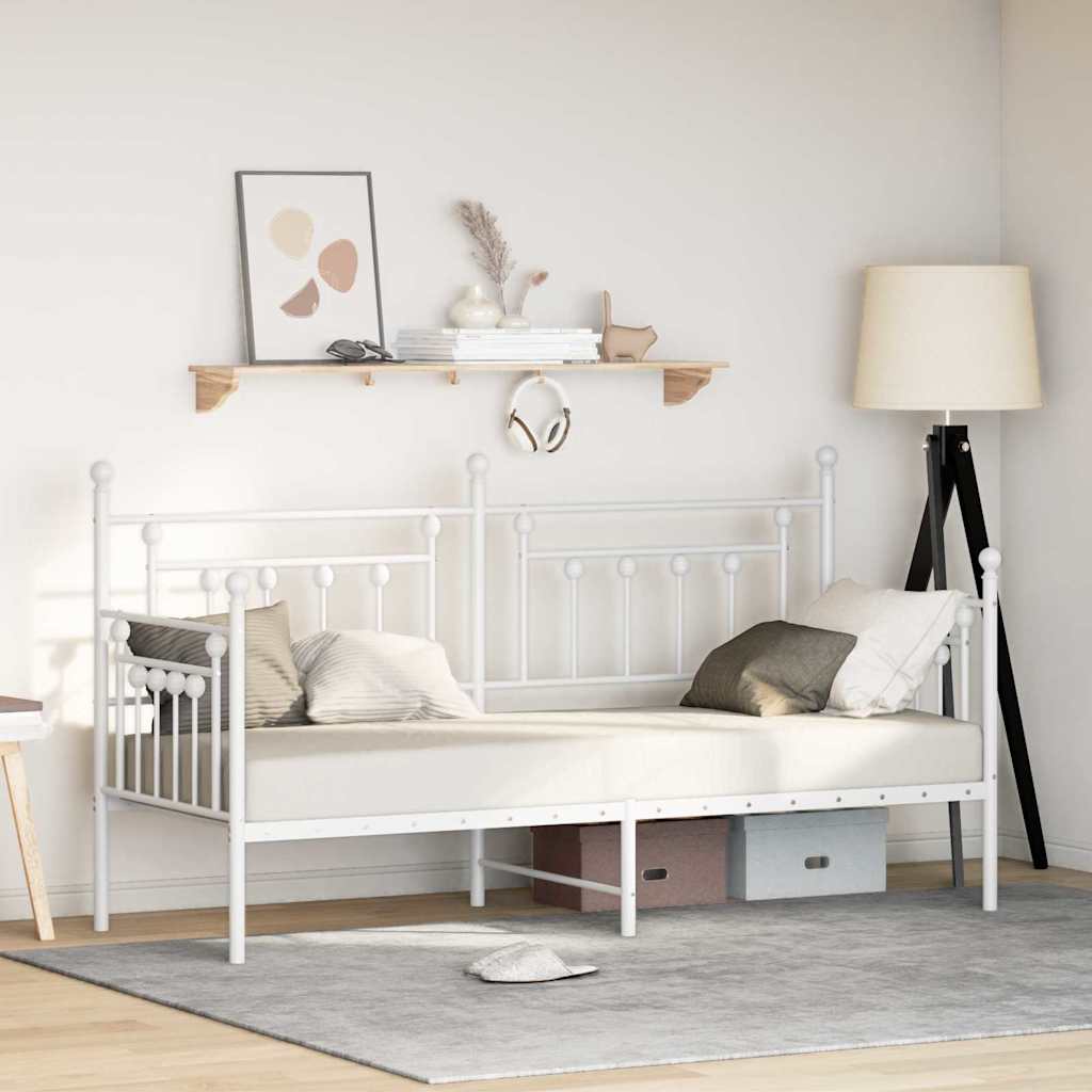 vidaXL Σκελετός κρεβατιού ημέρας Λευκό 75 x 190 cm Ατσάλι
