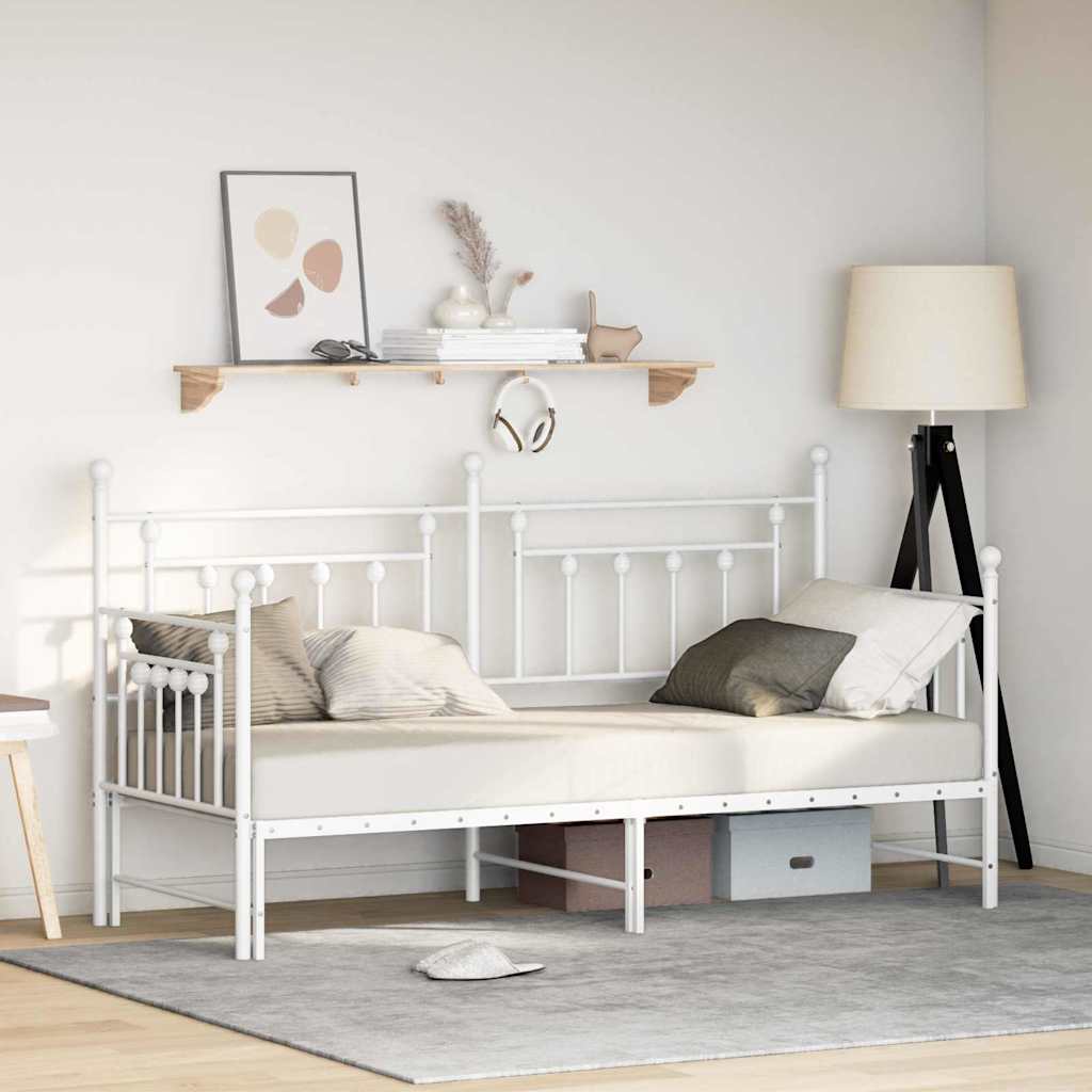 vidaXL Σκελετός κρεβατιού ημέρας Λευκό 75 x 190 cm Ατσάλι