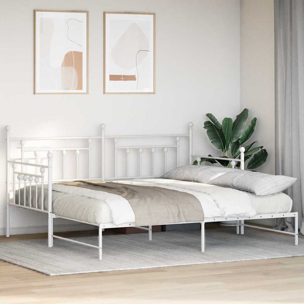 vidaXL Σκελετός κρεβατιού ημέρας Λευκό 90 x 190 cm Ατσάλι