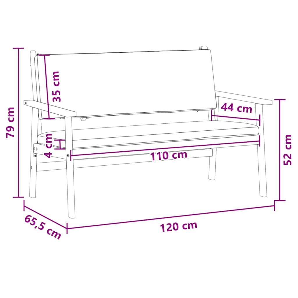 vidaXL Κήπος Πάγκος με Μαξιλάρια Μασίφ Ξύλο Ακακίας