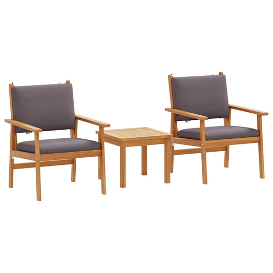 vidaXL Σετ Καναπέ Κήπου 3 pcs Καφέ 45 x 45 x 38 εκ. Μασίφ ξύλο ακακίας