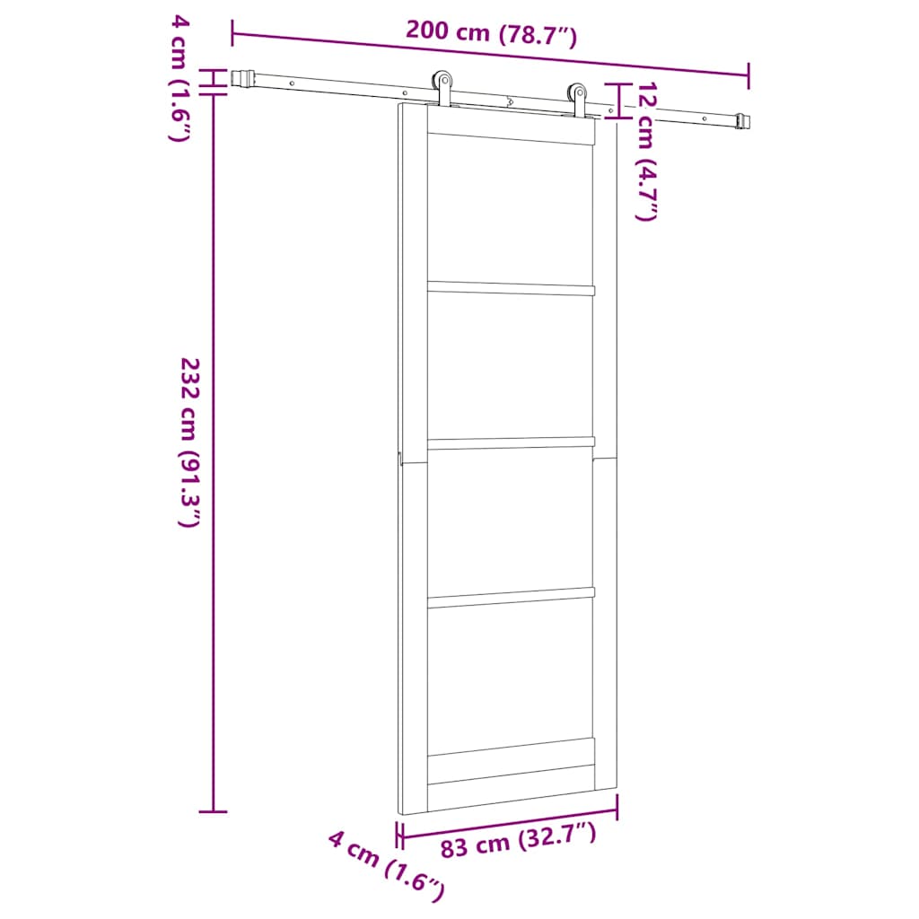 vidaXL Ανοιγόμενη πόρτα με σετ εξαρτημάτων 83x232 εκ Συμπαγές Ξύλο Πεύκο