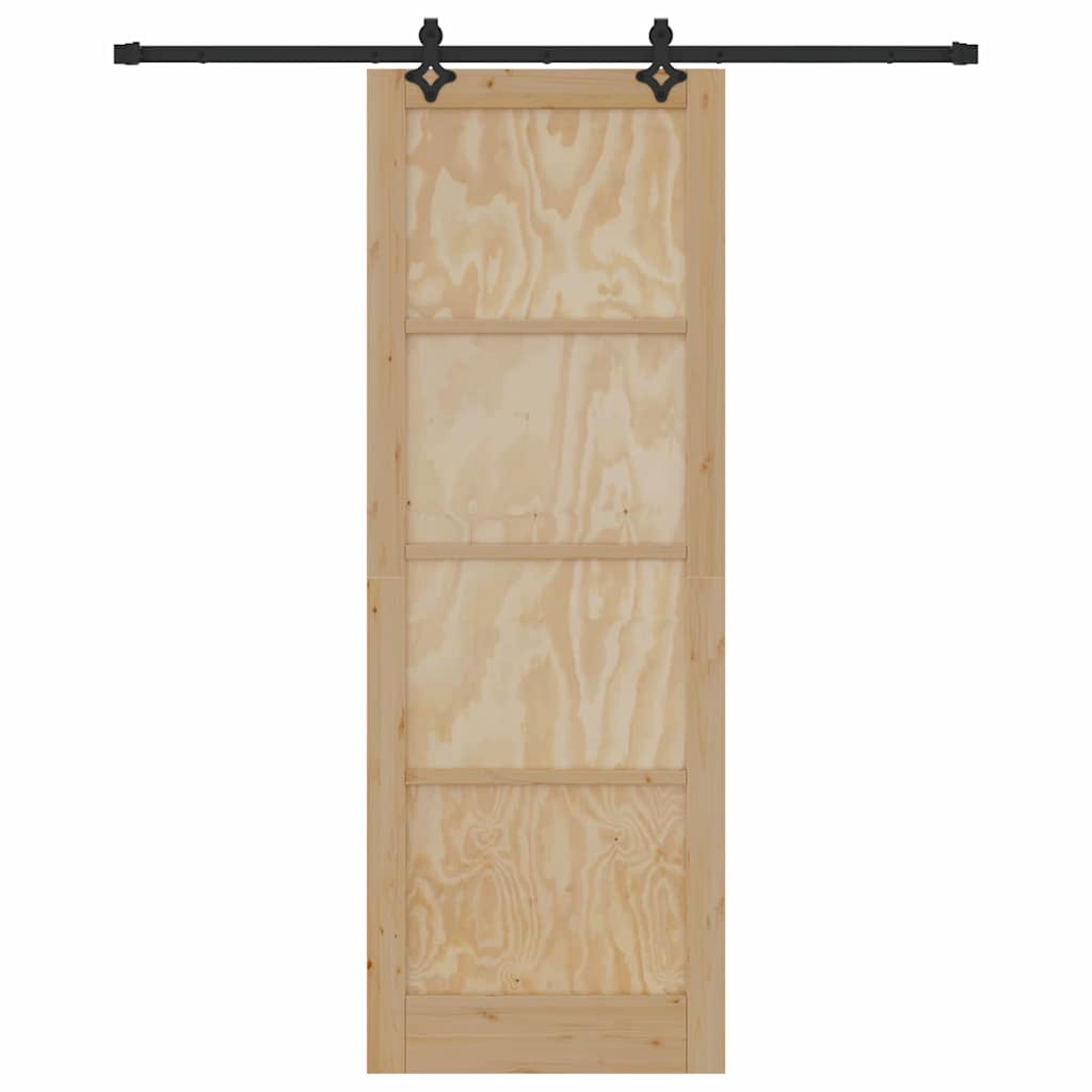 vidaXL Συρόμενη Πόρτα με Σετ Χαλικών 83x232 εκ. Μασίφ Ξύλο Πεύκου
