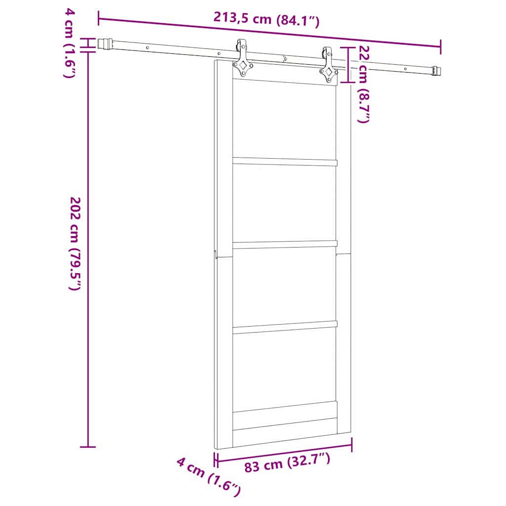 vidaXL Σετ Συρόμενης Πόρτας Άλλο ORKDAL Φυσικό και μαύρο 83 x 202 εκ.