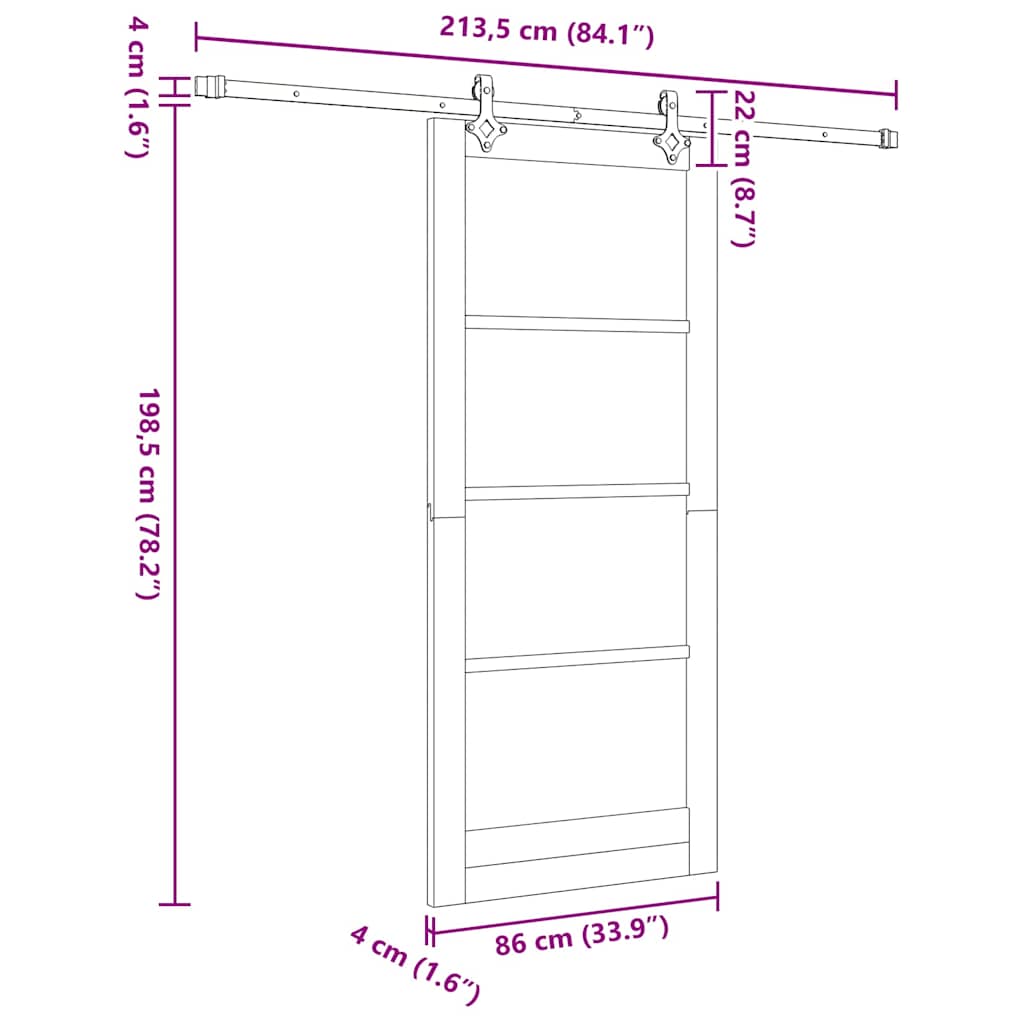 vidaXL Σετ Συρόμενης Πόρτας Άλλο ORKDAL Φυσικό και μαύρο 86 x 198.5 cm