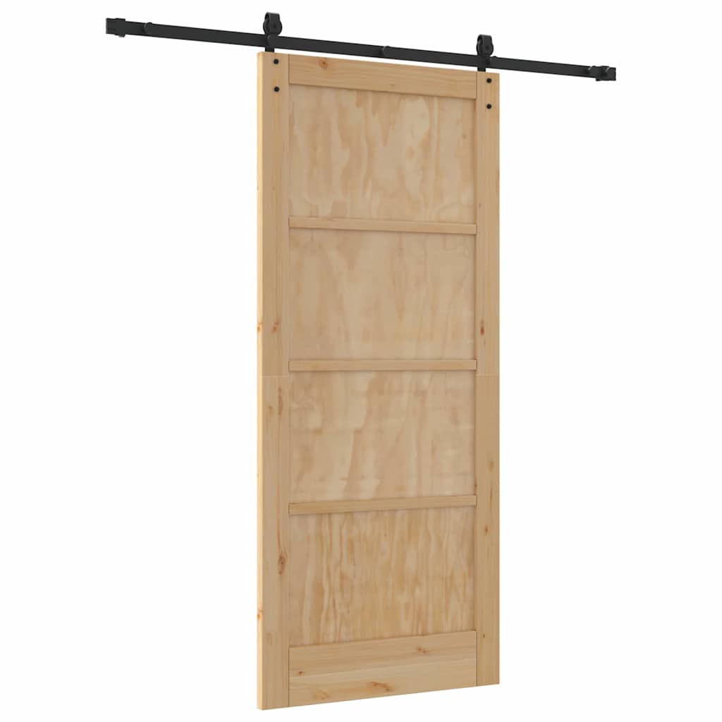 vidaXL Συρόμενη Πόρτα με Σετ Εξαρτημάτων 86x198.5 εκ. Στερεό Ξύλο Πεύκου