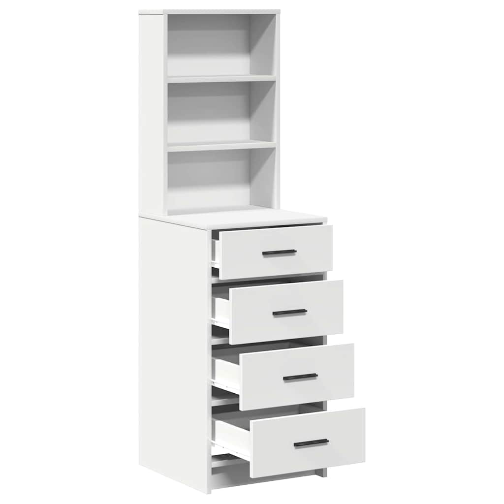 vidaXL Highboard με συρτάρι Λευκό 40 x 41 x 135 εκ. Επεξεργασμένο ξύλο