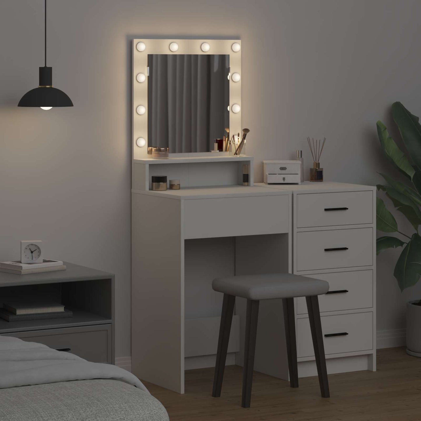 vidaXL Τραπέζι περιποίησης Λευκό 50 x 41 x 135 εκ Επεξεργασμένο Ξύλο