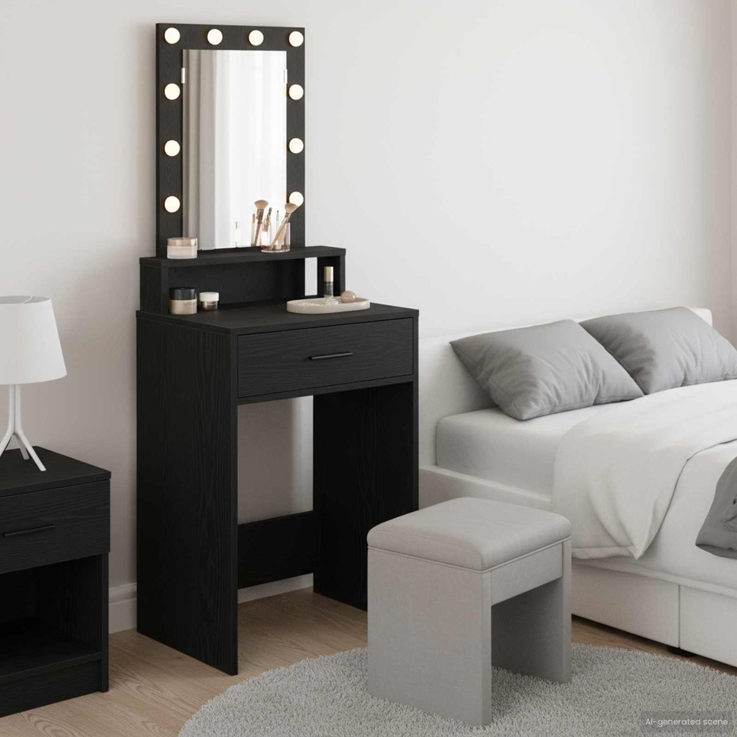 vidaXL Τραπέζι περιποίησης Μαύρο 50 x 41 x 140 εκ. Επεξεργασμένο Ξύλο