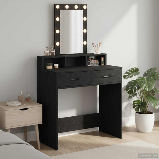 vidaXL Τραπέζι περιποίησης Μαύρο 79 x 41 x 140 εκ. Επεξεργασμένο Ξύλο