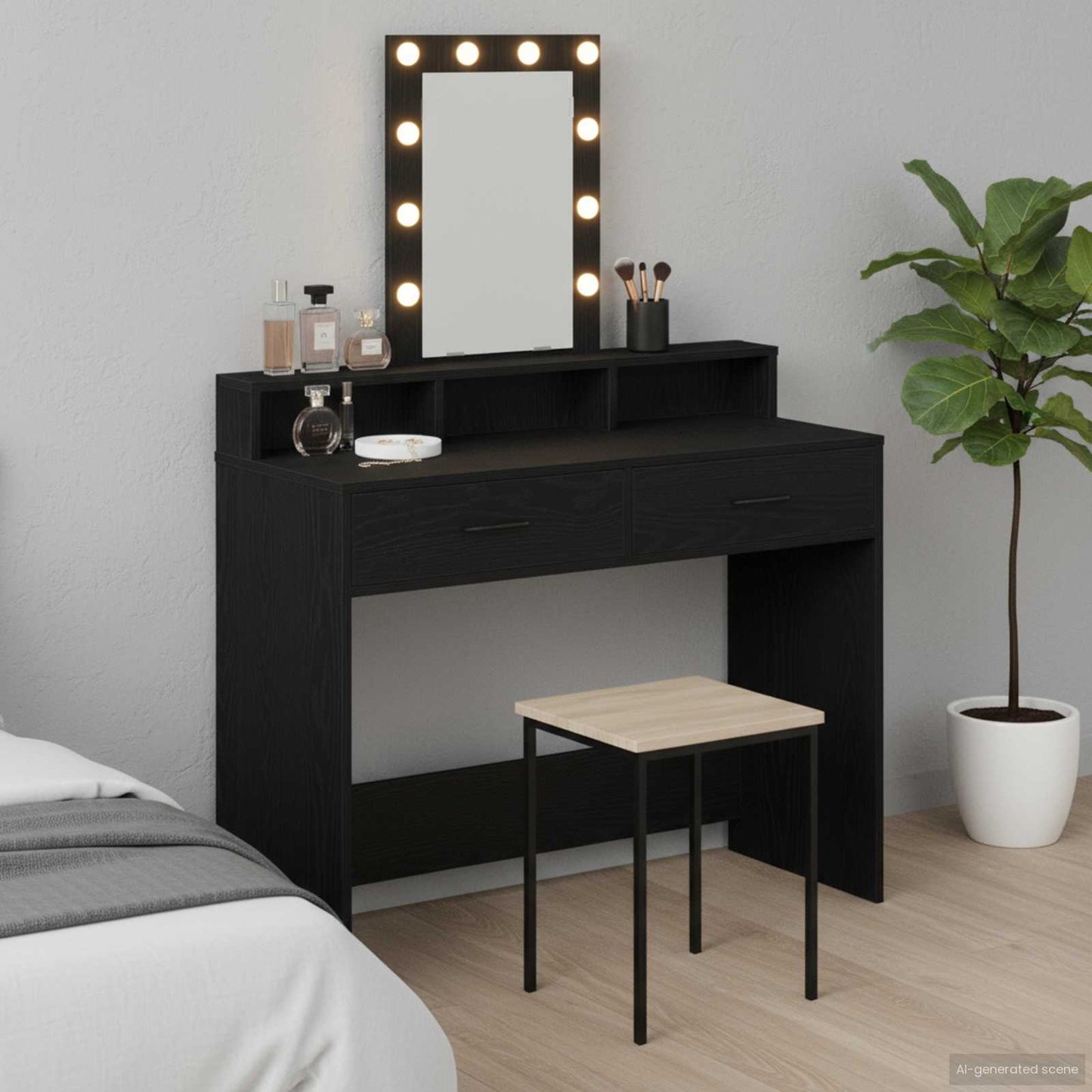 vidaXL Τραπέζι περιποίησης Μαύρο 100 x 41 x 140 εκ. Επεξεργασμένο Ξύλο