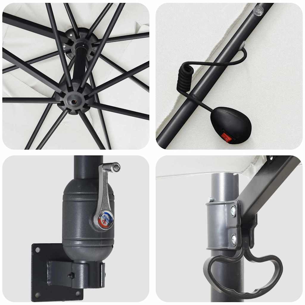 vidaXL Ομπρέλα Κήπου με φώτα λωρίδας LED Άμμος 248,5 x 247,5 x 160 εκ.