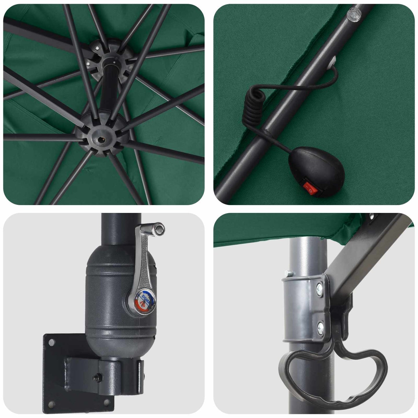 vidaXL Ομπρέλα Κήπου Πράσινο 248,5 x 247,5 x 160 εκ.