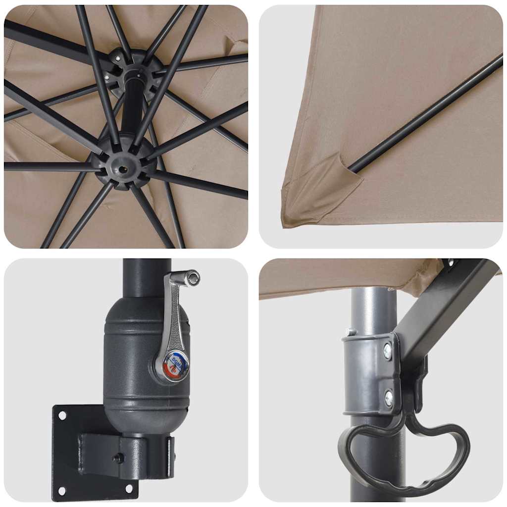 vidaXL Ομπρέλα Κήπου με φώτα λωρίδας LED Taupe 248,5 x 247,5 x 160 εκ.