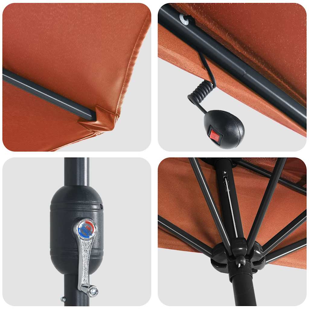 vidaXL Ομπρέλα Κήπου Τερακότα 294 x 150 x 223 εκ ύφασμα