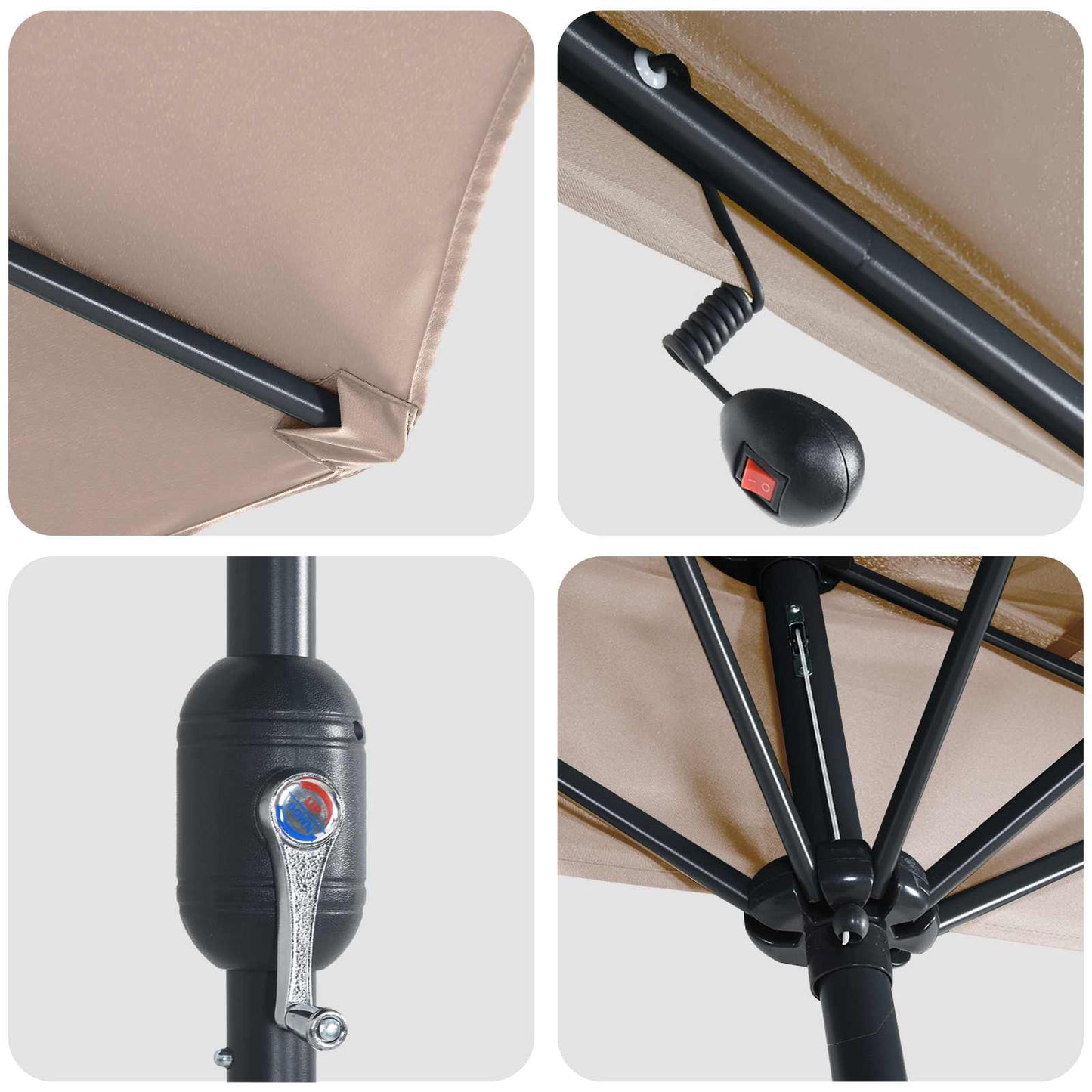 vidaXL Ομπρέλα Κήπου Taupe 294 x 150 x 224 εκ Πολυεστέρας και Χάλυβας