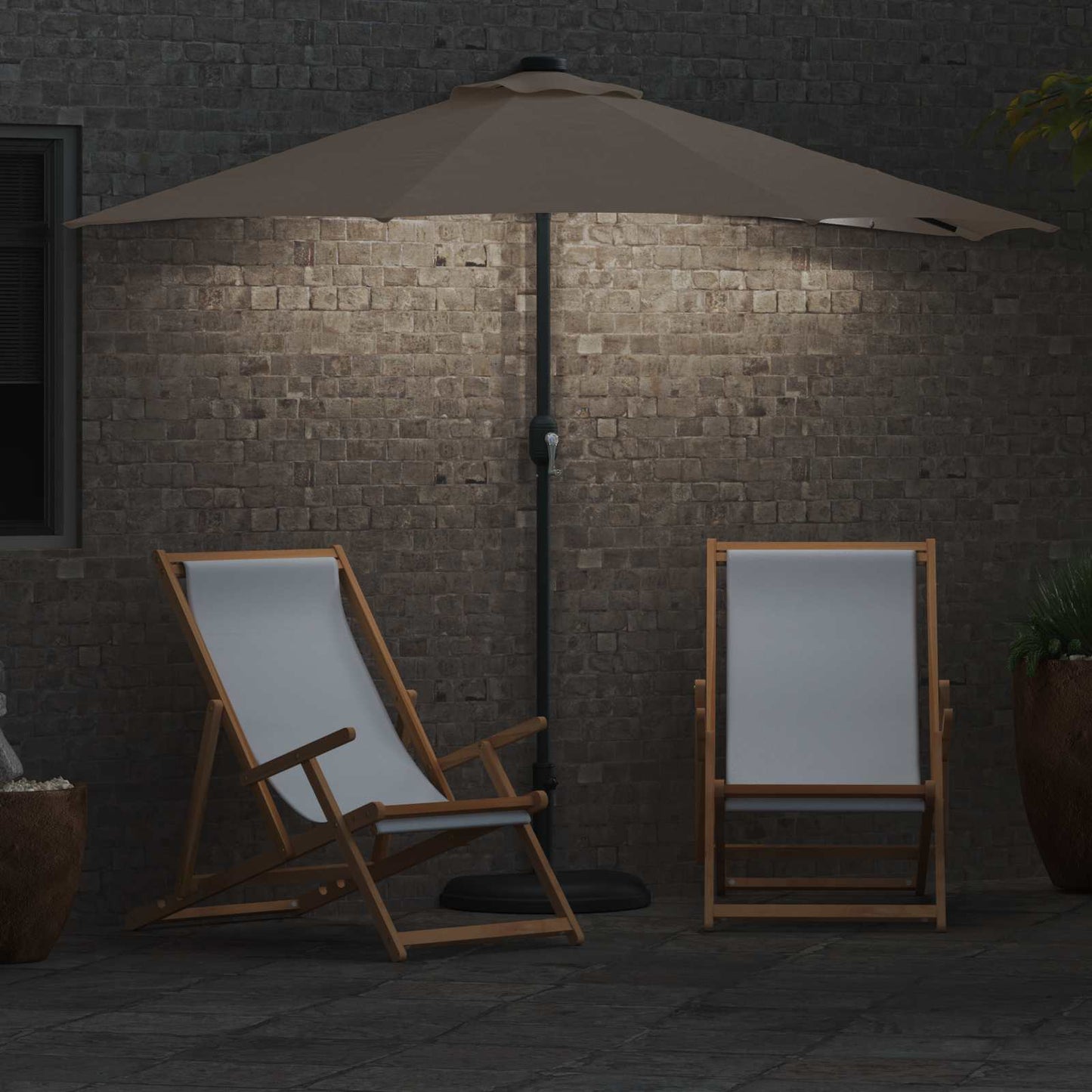 vidaXL Ομπρέλα Κήπου Taupe 294 x 150 x 224 εκ Πολυεστέρας και Χάλυβας