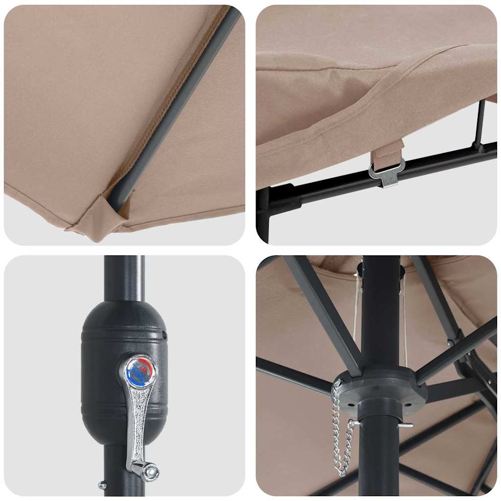 vidaXL Ομπρέλα Κήπου Taupe 385 x 209 x 244 εκατοστά