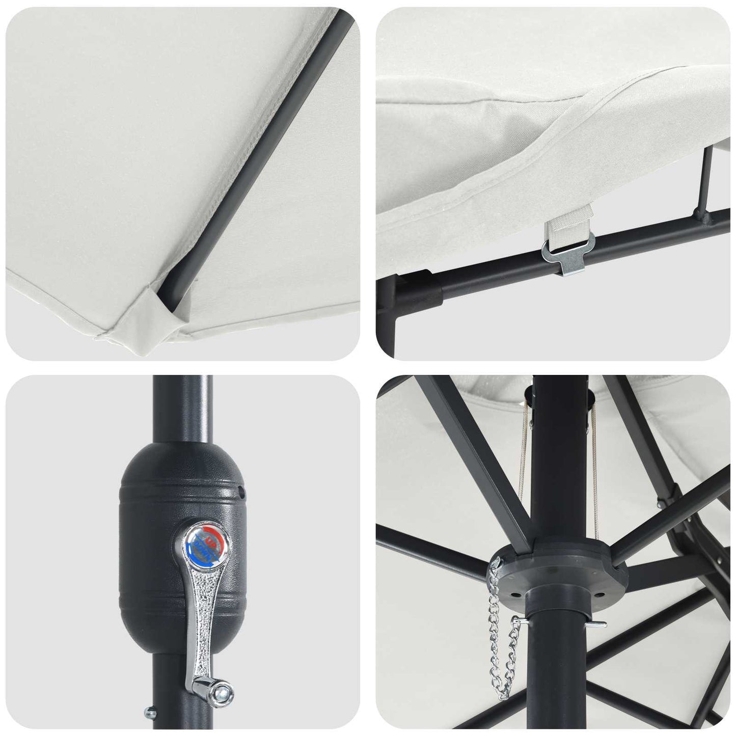 vidaXL Ομπρέλα Κήπου Άμμος και Ανθρακί 385 x 209 x 244 εκατοστά