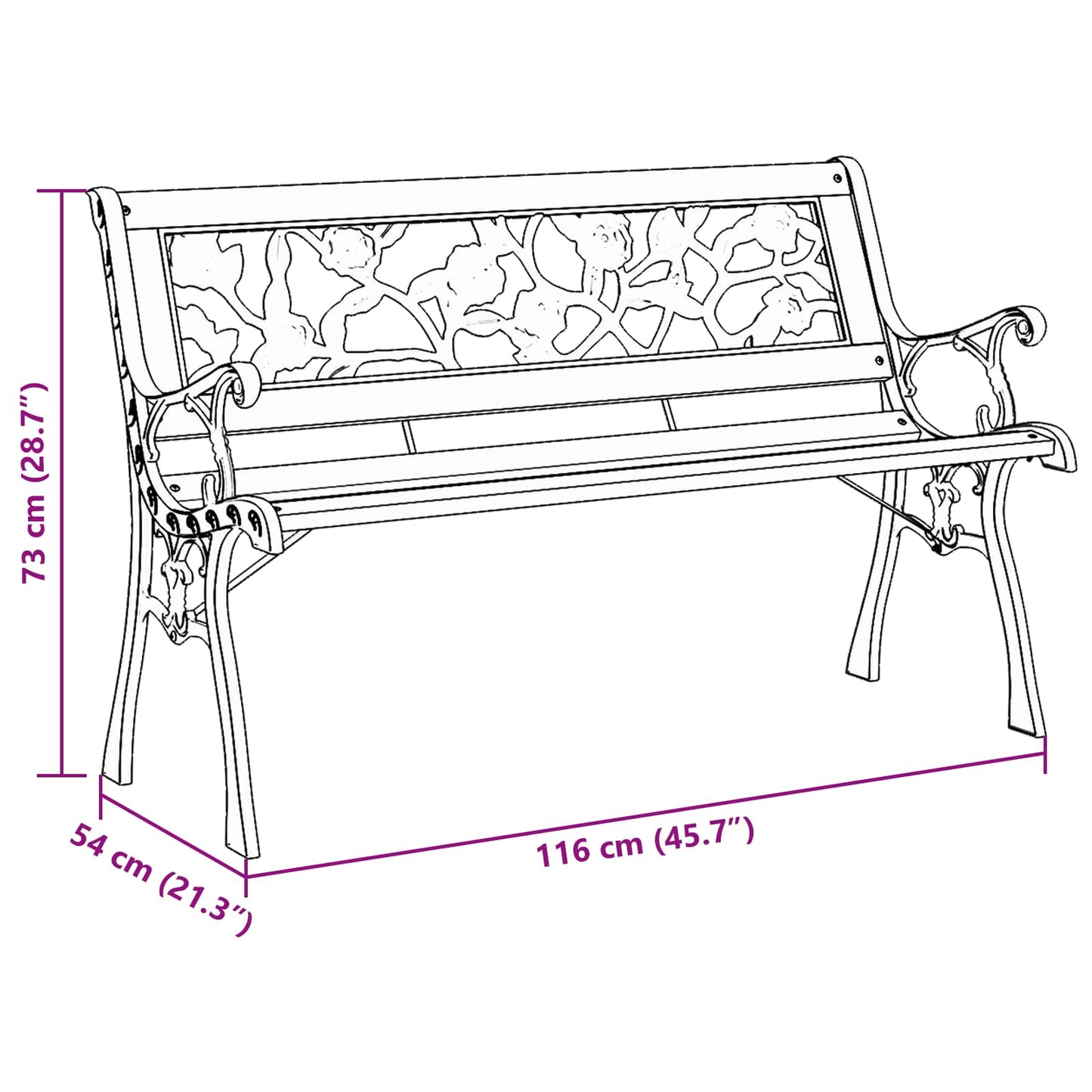 vidaXL Παγκάκι κήπου με μαξιλάρι Καφέ 116 x 54 x 73 εκ. ξύλο