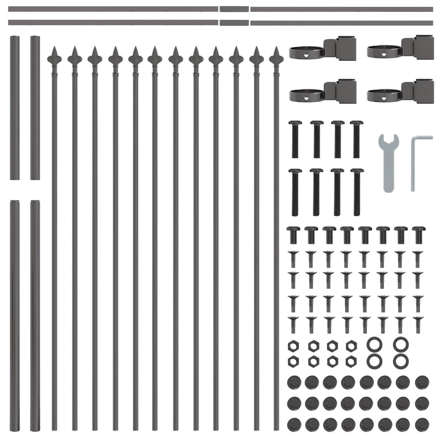 vidaXL Φράχτης Κήπου με Τρύπιο Κορυφή, Γκρι, 3.4x0.8 μ, Χάλυβας