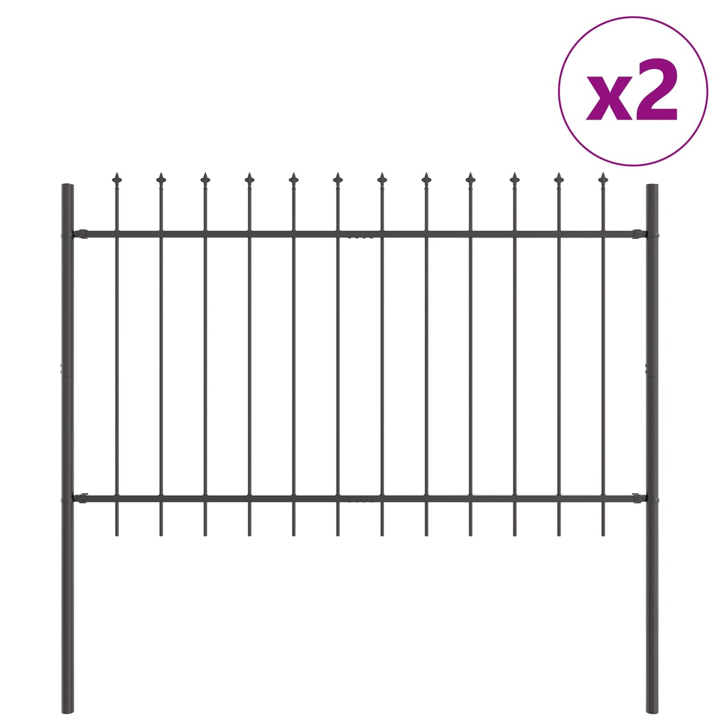 vidaXL Φράχτης Κήπου με Τρύπιο Κορυφή, Γκρι, 3.4x0.8 μ, Χάλυβας