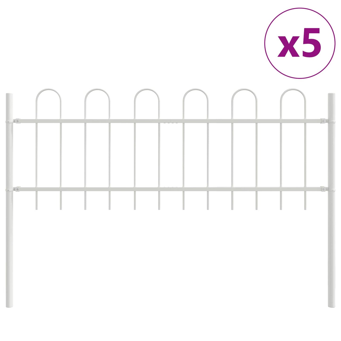 vidaXL Φράχτης Κήπου BOXTEL 5 pcs 8,5 x 0,6 μ Ατσάλι με Πούδρα Λευκό