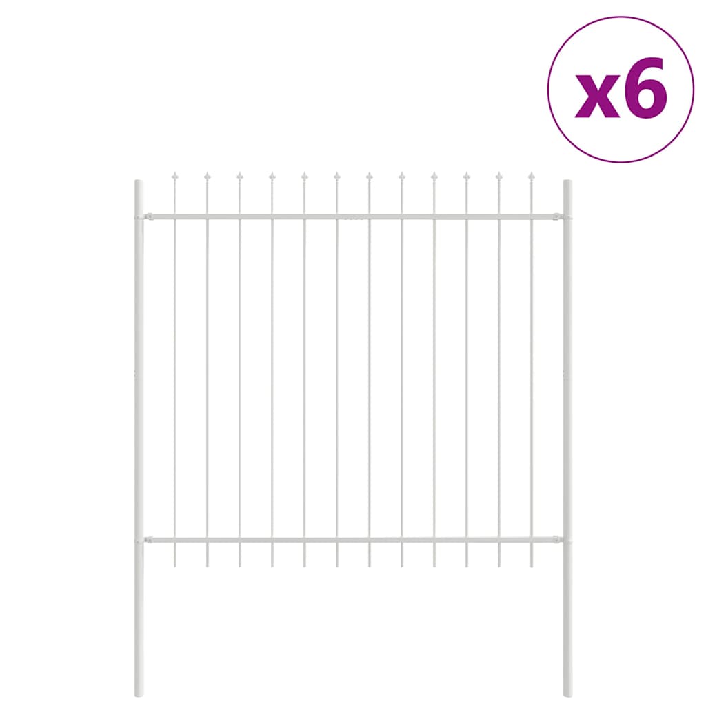 vidaXL Φράχτης Κήπου 6 pcs Λευκό 10,2 x 1,5 μ Ατσάλι με Πούδρα