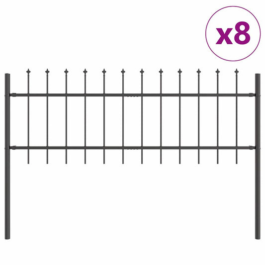 vidaXL Φράκτης Κήπου με Λαβή - Γκρι, 13.6 x 0.6 μ, Χάλυβας