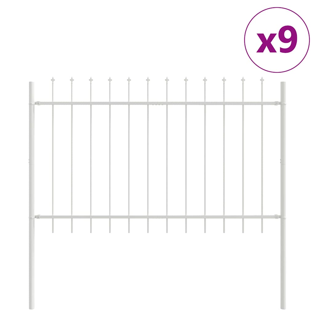 vidaXL Φράχτης Κήπου 9 pcs Λευκό 15,3 x 1,2 μ Ατσάλι με Πούδρα