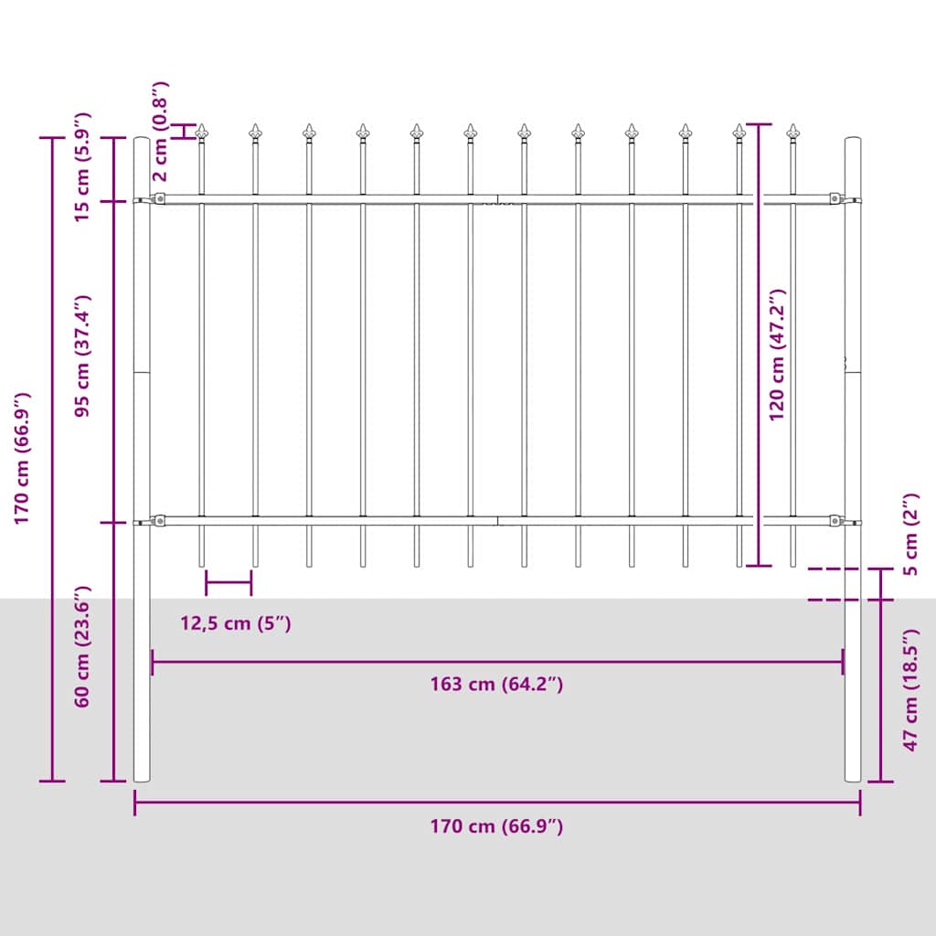 vidaXL Φράχτης Κήπου 9 pcs Λευκό 15,3 x 1,2 μ Ατσάλι με Πούδρα