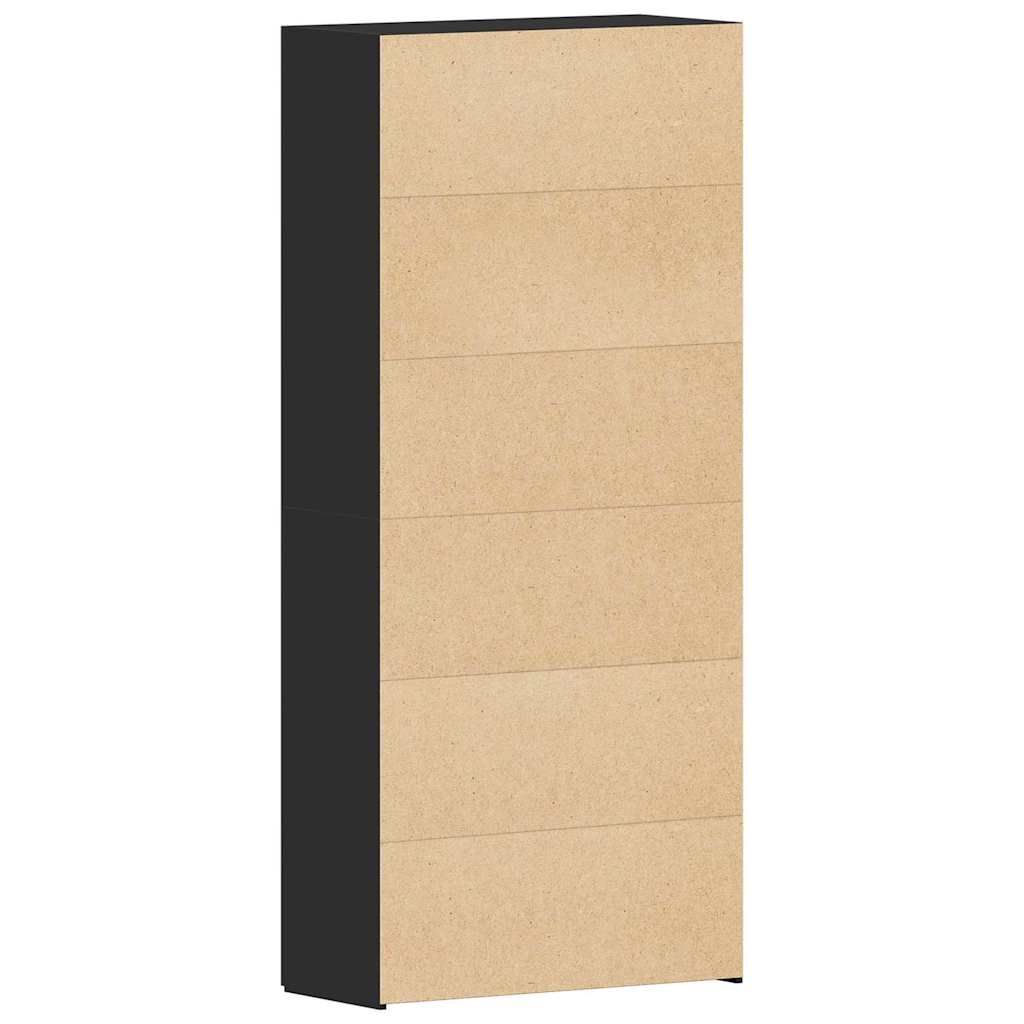 vidaXL Ντουλάπα Παπουτσιών Μαύρο 80 x 35.5 x 180 εκ Επεξεργασμένο ξύλο