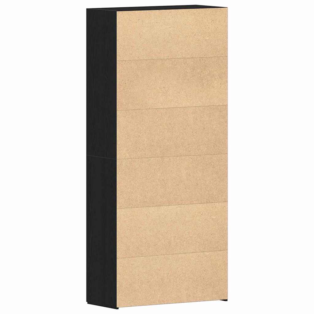 vidaXL Ντουλάπα Παπουτσιών Μαύρο 80 x 35.5 x 180 εκ Επεξεργασμένο ξύλο